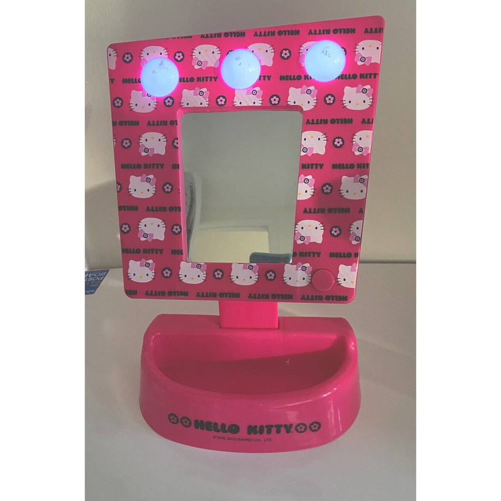 Vintage Rare Hello Kitty Pink Vanity Mirror tilts and Lights up
